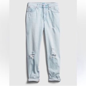 GAP Boyfriend Distressed Straight Leg Light Blue Wash Ankle Denim Jeans 6/28